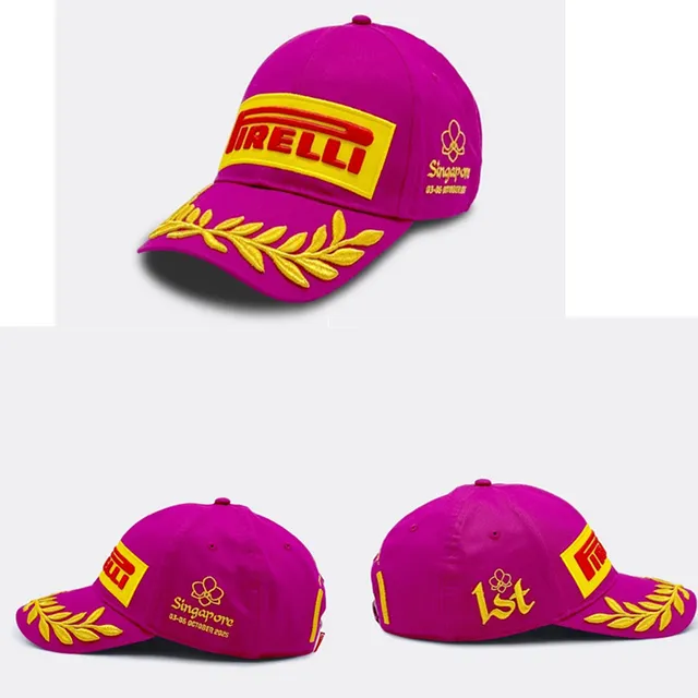 Pirelli Black Gold Embroidered Logo Laurel Wreath Detail Baseball Cap 16