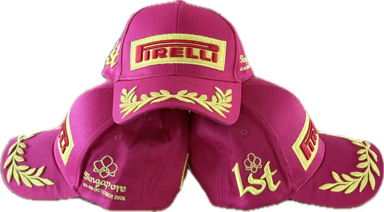 Pirelli Black Gold Embroidered Logo Laurel Wreath Detail Baseball Cap 17