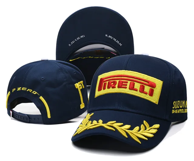 Pirelli Black Gold Embroidered Logo Laurel Wreath Detail Baseball Cap 20