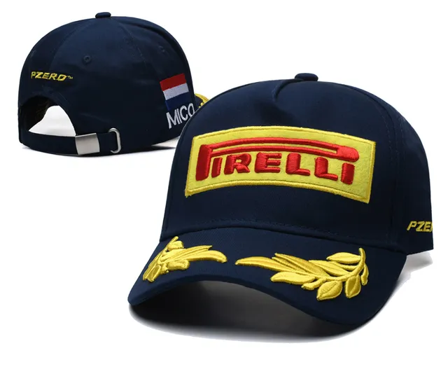 Pirelli Black Gold Embroidered Logo Laurel Wreath Detail Baseball Cap 22