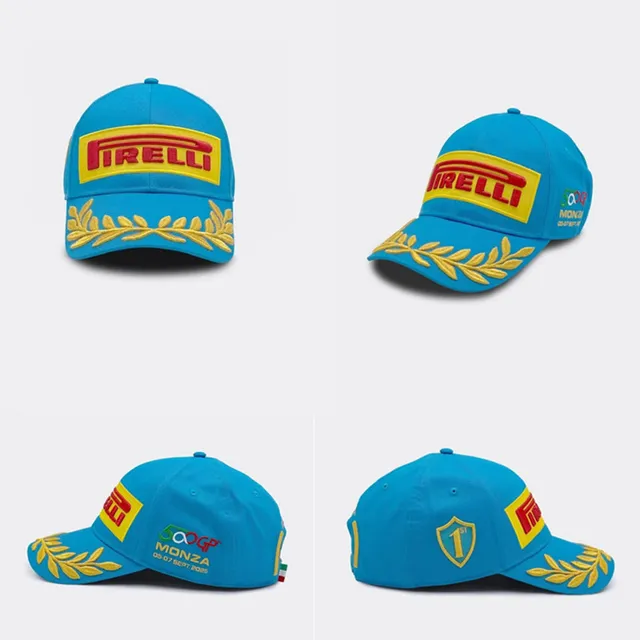 Pirelli Black Gold Embroidered Logo Laurel Wreath Detail Baseball Cap 24