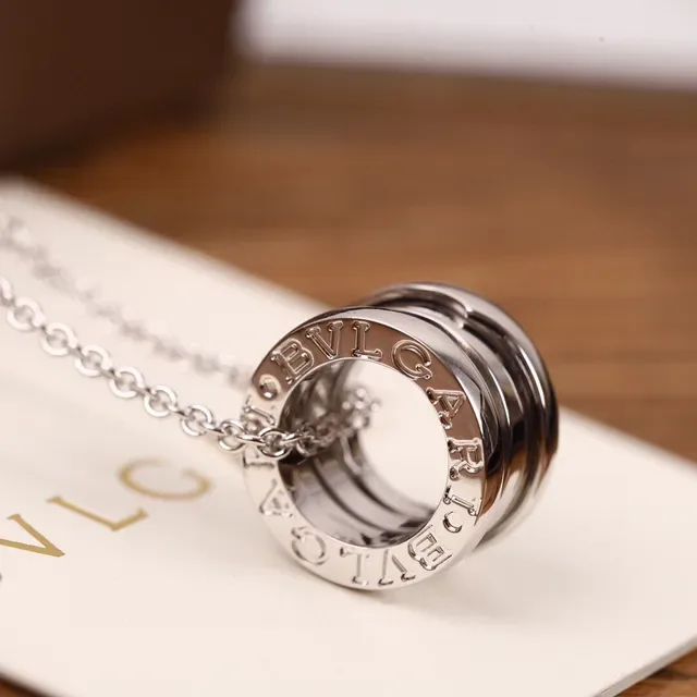 Polished Multi-Band Cylindrical Pendant Necklace 5