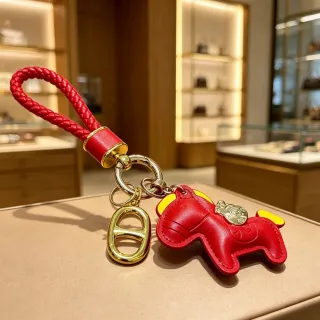 Red Gold Braided Leather Loop Hardware Phone Accessory
