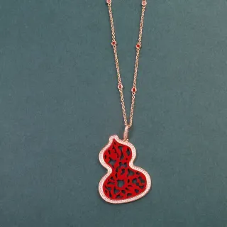 Red Gold লাউ আকারের পেন্ড্যান্ট ফিলিগ্রি কাটআউট ডিজাইন নেকলেস
