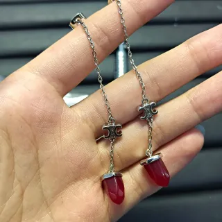 Collier Chaîne Pendentif Rouge Argent