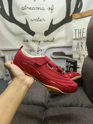 Red White Laceless Dual Hook-and-Loop Straps Sneakers 5