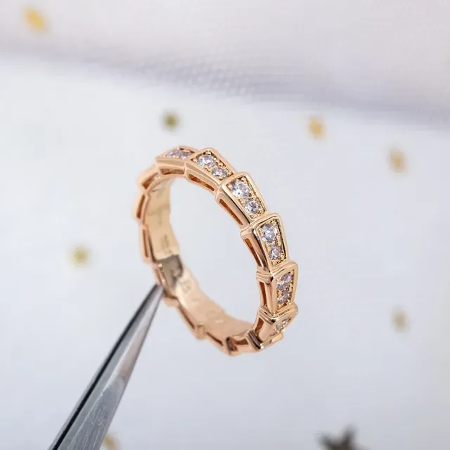 Rose Gold Tone Geometric Pavé-Set Stackable Ring 9