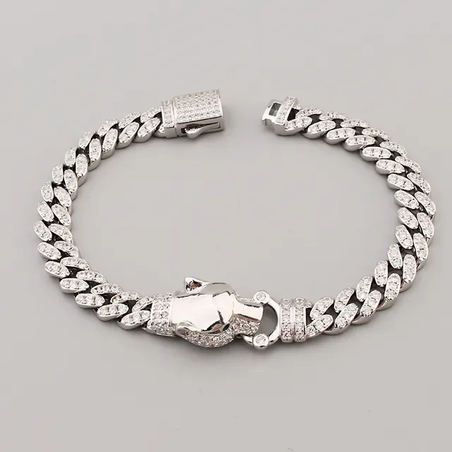 Silver and Gold Pave-Set Curb Link Animal Head Bracelets 9