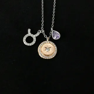银金多魅力吊坠 pave-set 宝石项链