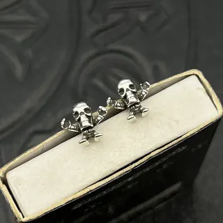 Silver Skull Figurine Post Earrings