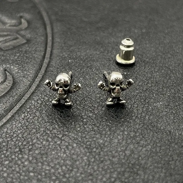 Silver Skull Figurine Post Earrings 5