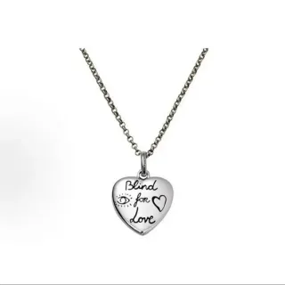 Silver-Tone 'Blind for Love' Heart Pendant Necklace
