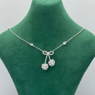 সিলভার টোনের বো এবং চেরি পেন্ডেন্ট হার