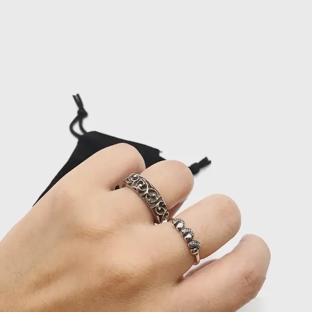 Silver-Tone Filigree Bead Motif Ring 2