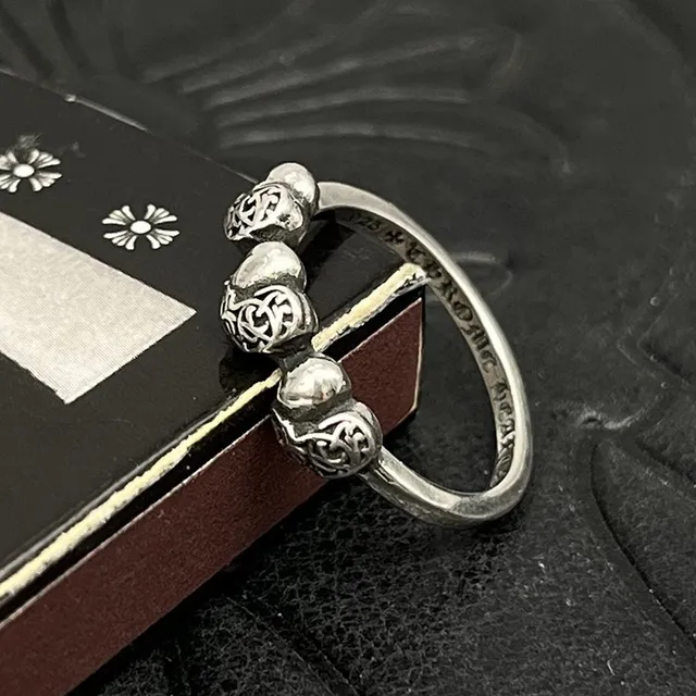 Silver-Tone Filigree Bead Motif Ring 5
