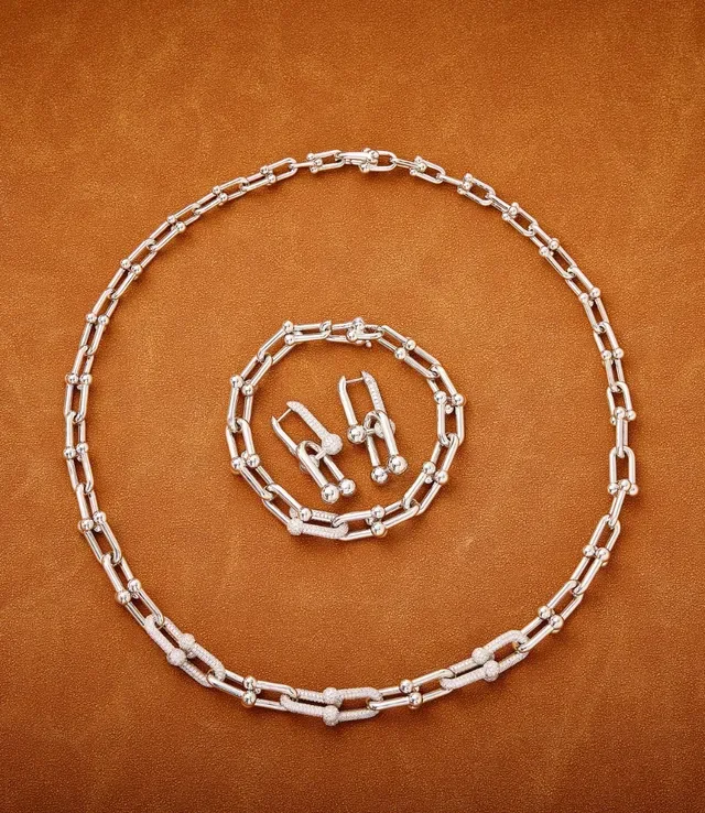 Silver-Tone Pavé Link Chain Necklace 6