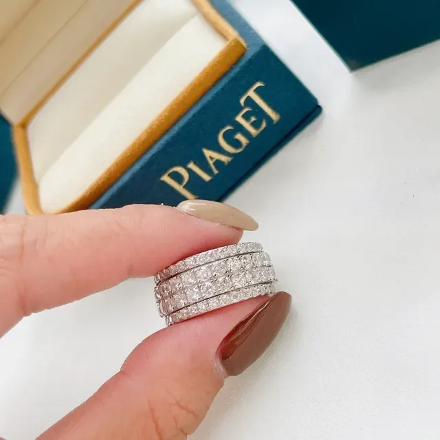 Silver-Tone Pavé Square-Cut Stone Multi-Band Stackable Ring 5