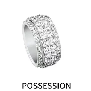 Silver-Tone Pavé Square-Cut Stone Multi-Band Stackable Ring 6