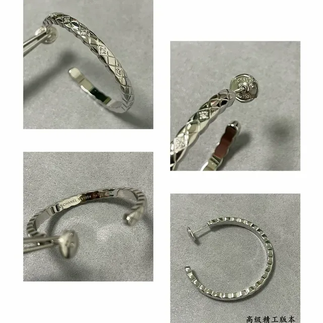 Silver-Tone Quilted Pavé Hoop Earrings 5