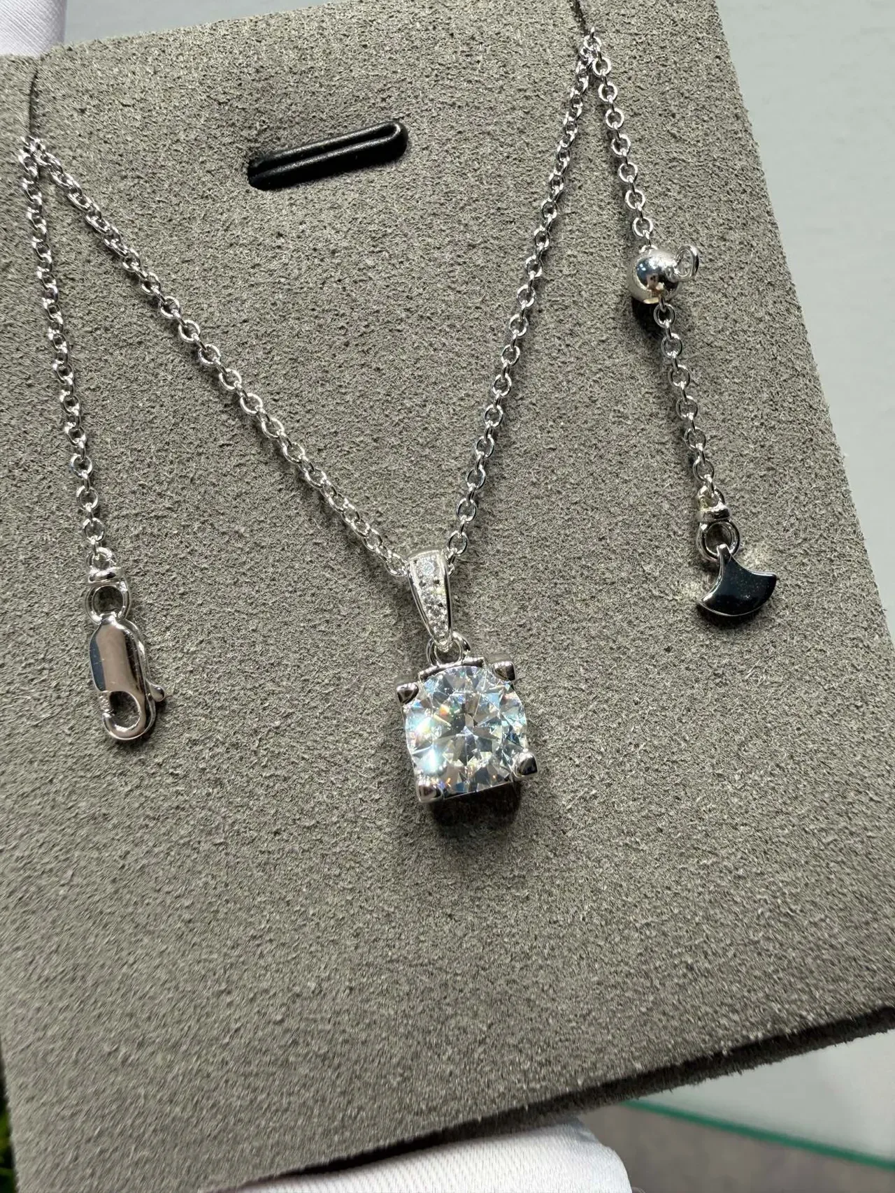 Silver-Tone Square-Cut Solitaire Pendant Necklaces 5
