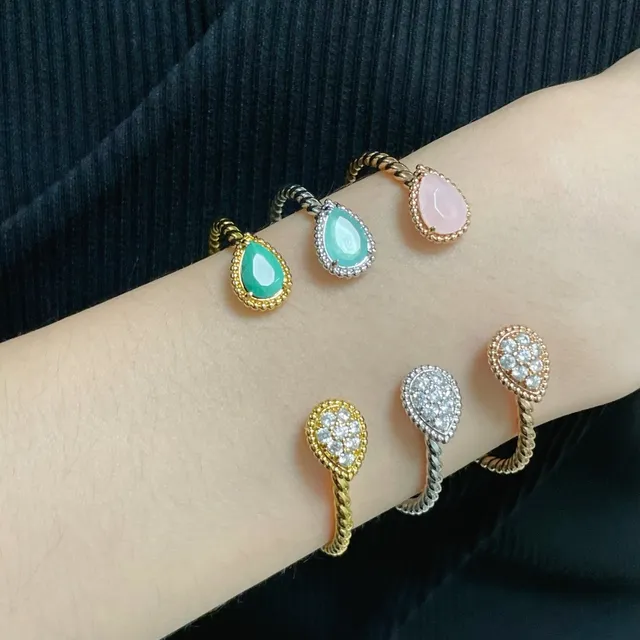 Silver-Tone Teardrop Pavé and Cabochon Bracelets 8