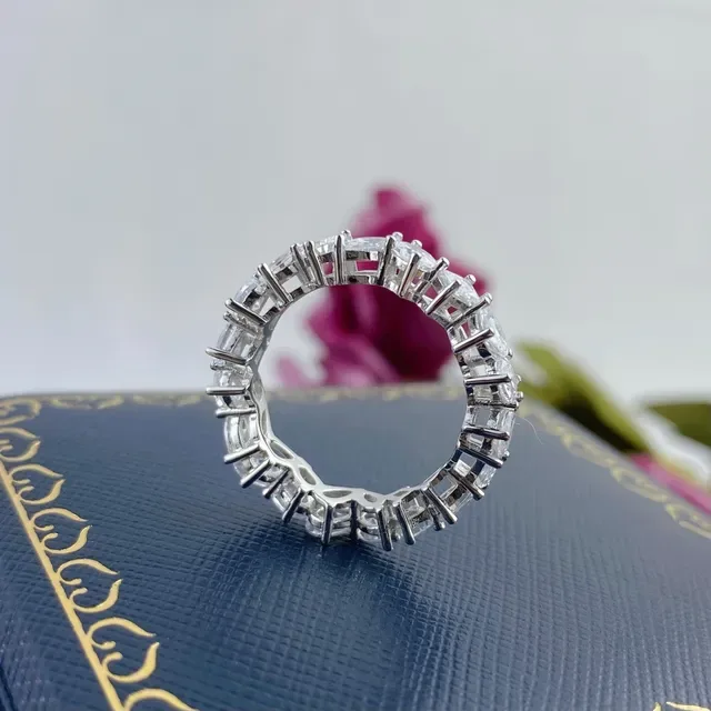 Silver-Toned Multi-Stone Channel and Prong Set Stackable Rings 4
