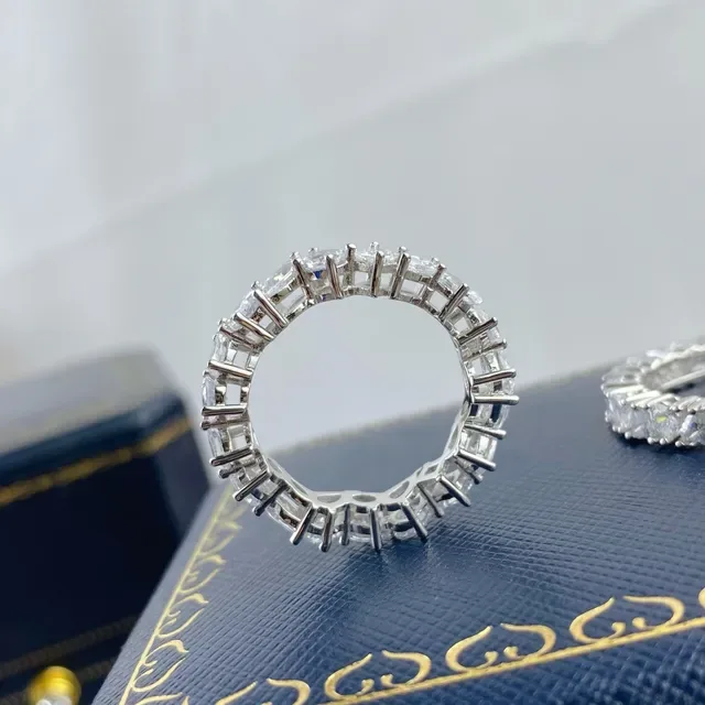 Silver-Toned Multi-Stone Channel and Prong Set Stackable Rings 7