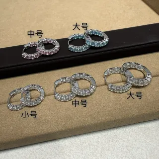 Silver Transparent Pavé-Set Hoop Earrings