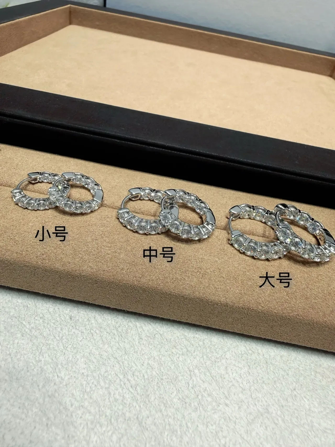 Silver Transparent Pavé-Set Hoop Earrings 2