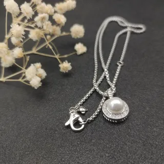 Chaîne Argent Blanc Perle Cultivée Centre Collier