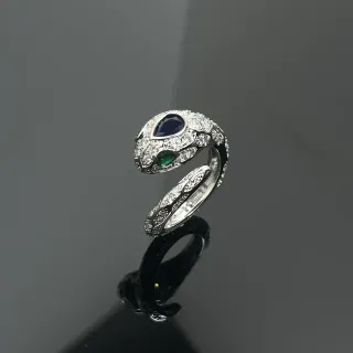 Bague en forme de serpent pavé-set multi-gemmes