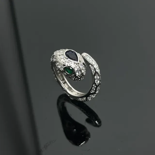 Snake-Shaped Pavé-Set Multi-Gemstone Ring 4