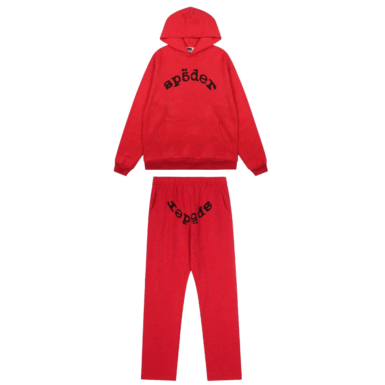 Spöder Sweat à capuche Bleu Blanc tissu texturé motif de points Arqué logo brodé 4