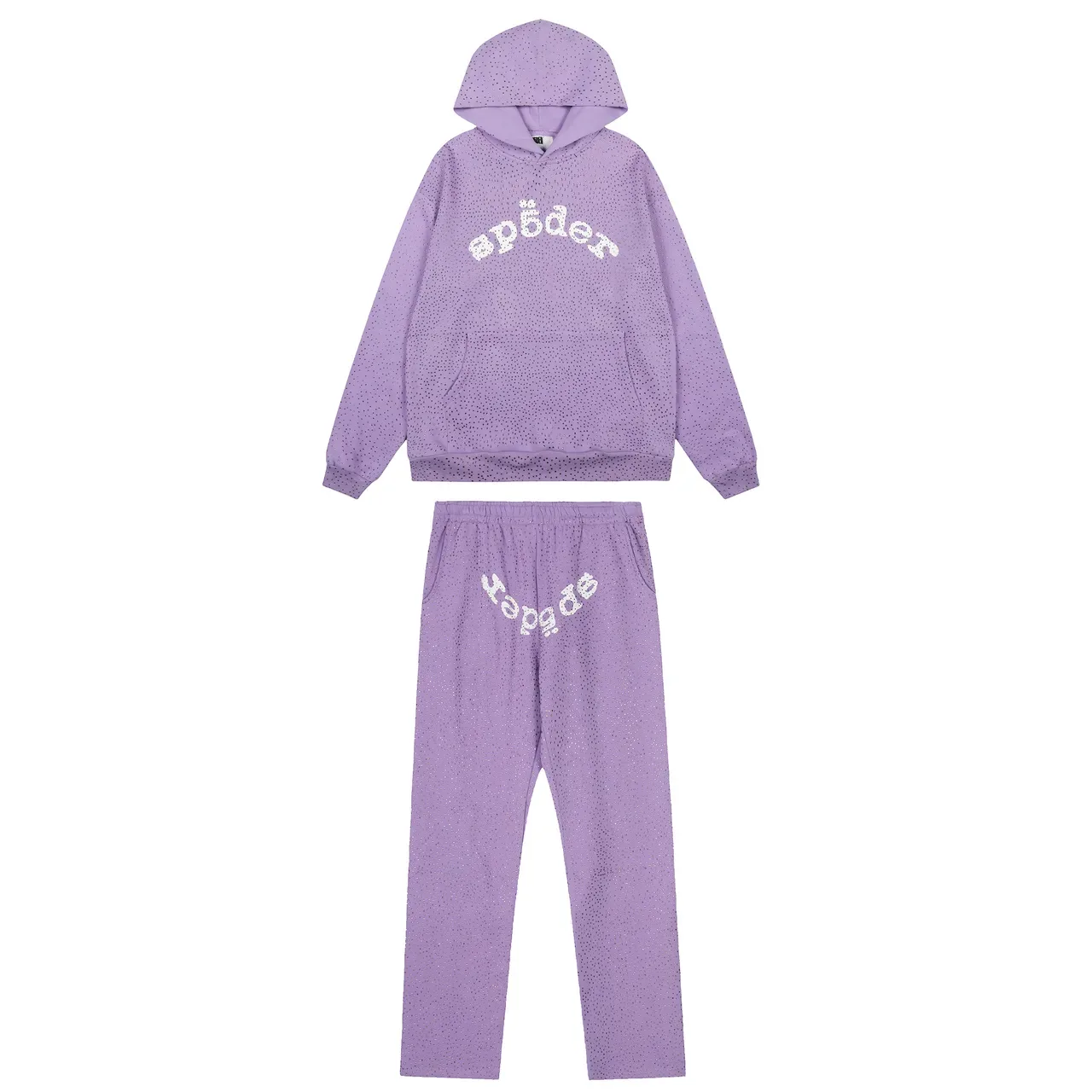 Spöder Sweat à capuche Bleu Blanc tissu texturé motif de points Arqué logo brodé 7