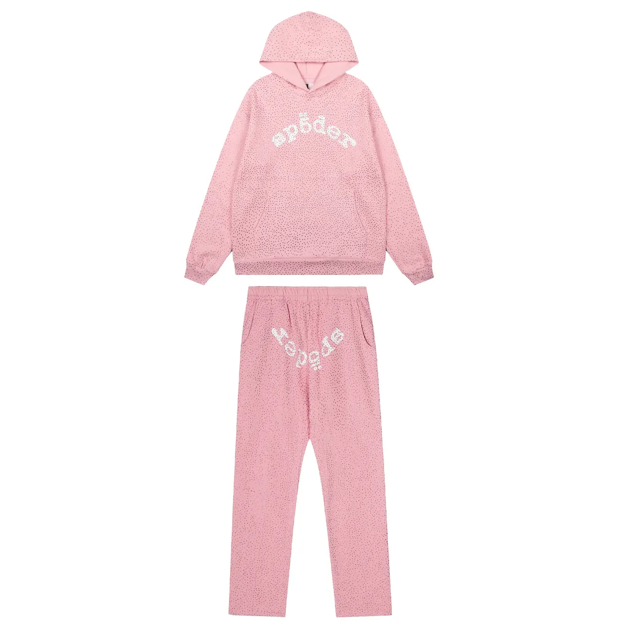 Spöder Sweat à capuche Bleu Blanc tissu texturé motif de points Arqué logo brodé 8