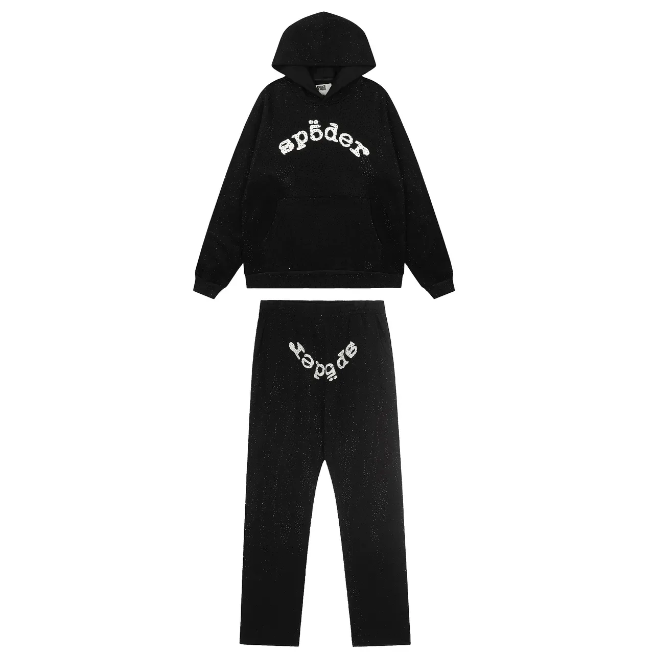 Spöder Sweat à capuche Bleu Blanc tissu texturé motif de points Arqué logo brodé 9