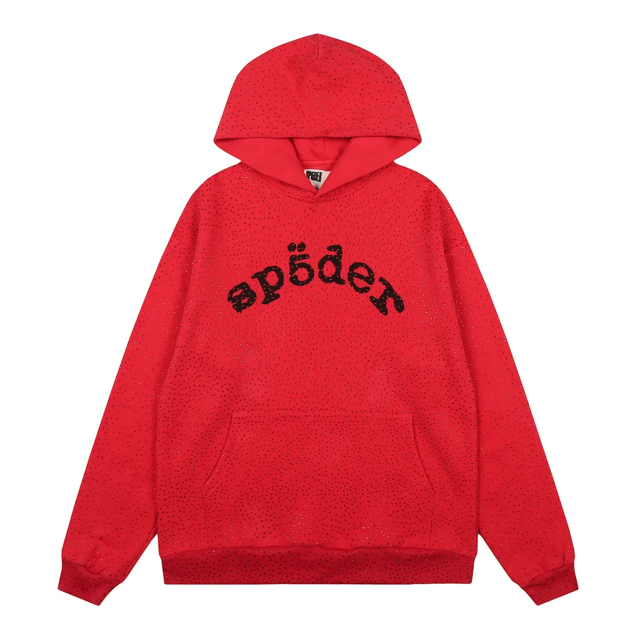 Spöder Sweat à capuche Bleu Blanc tissu texturé motif de points Arqué logo brodé 17