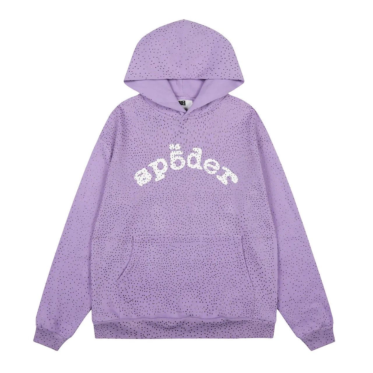 Spöder Sweat à capuche Bleu Blanc tissu texturé motif de points Arqué logo brodé 19