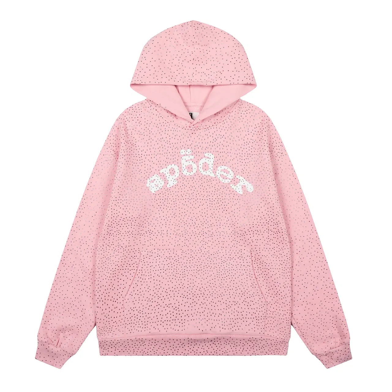 Spöder Sweat à capuche Bleu Blanc tissu texturé motif de points Arqué logo brodé 21
