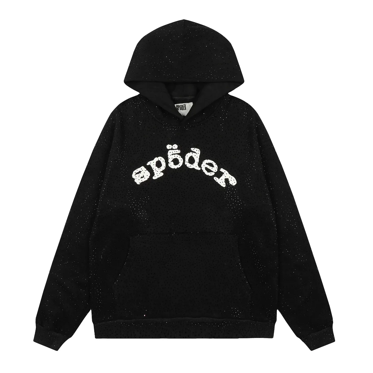 Spöder Sweat à capuche Bleu Blanc tissu texturé motif de points Arqué logo brodé 23