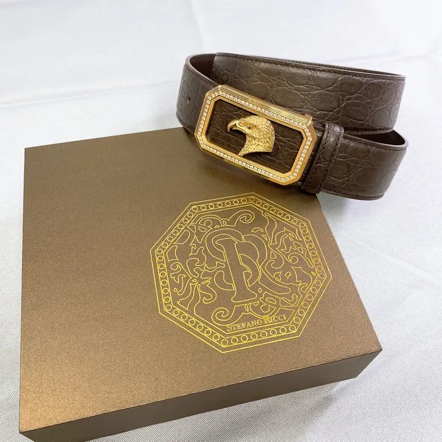 Stefano Ricci Boucle Aigle Ceinture Marron Cuir Crocodile 2