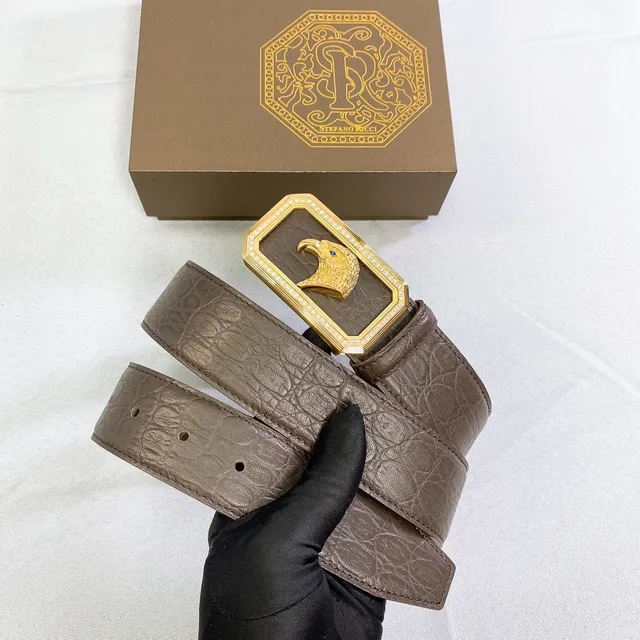 Stefano Ricci Boucle Aigle Ceinture Marron Cuir Crocodile 3