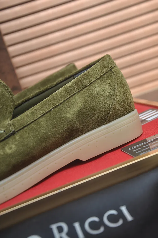 Stefano Ricci Mocassins en Daim Vert Olive avec Horsebit 2