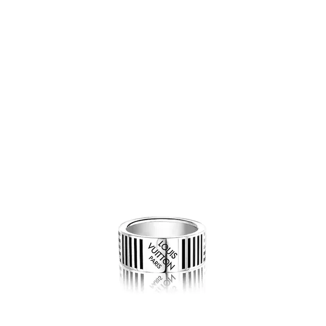 Striped Wide Band Silver Tone Ring 4