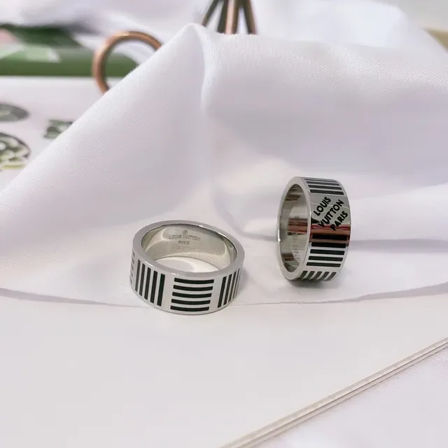 Striped Wide Band Silver Tone Ring 5