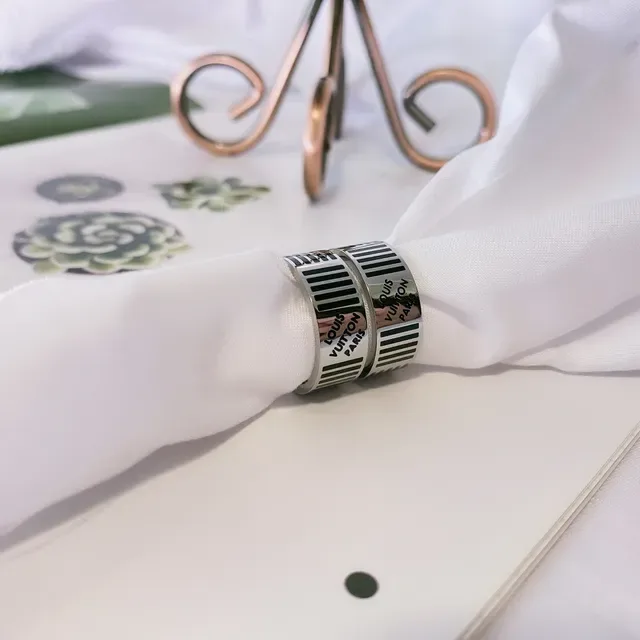 Striped Wide Band Silver Tone Ring 6