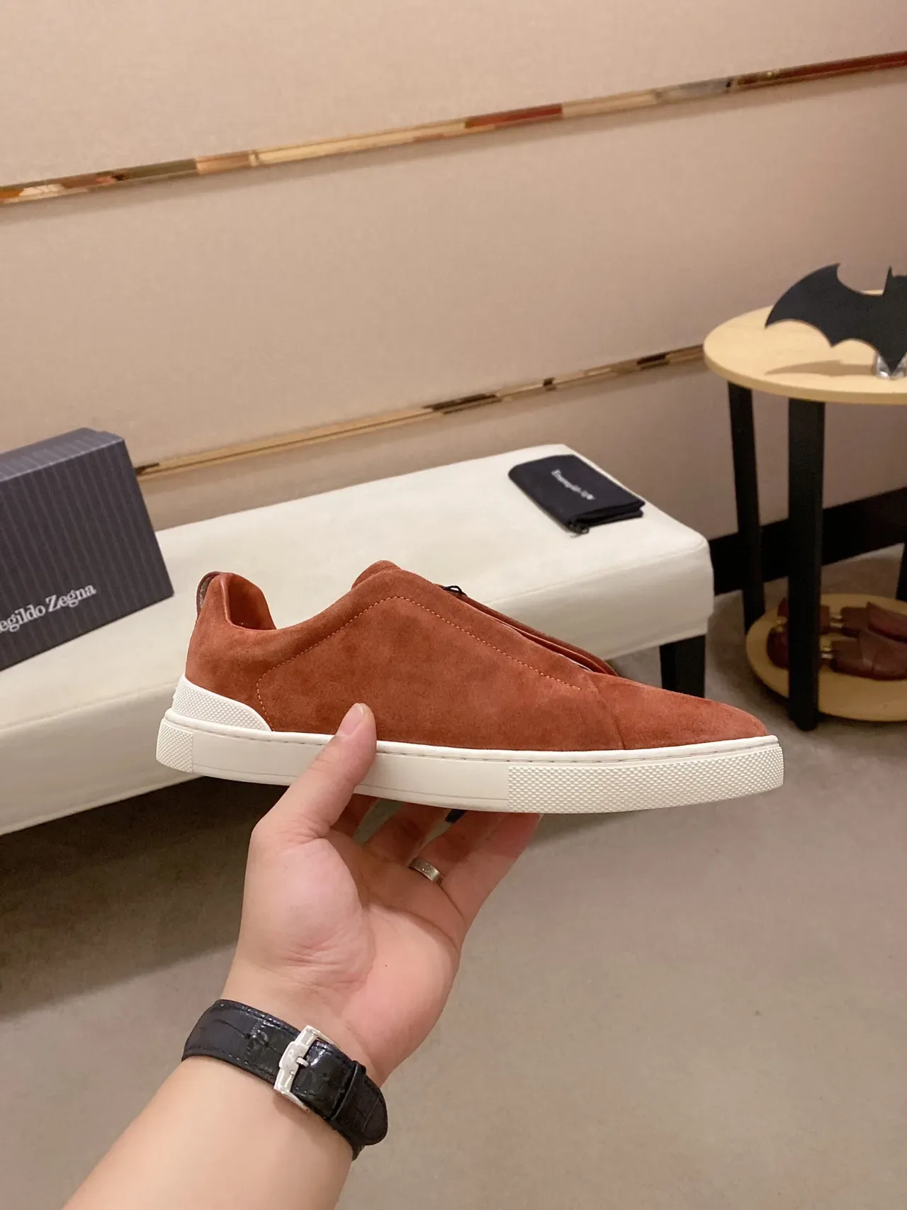 Terracotta Suede Slip-On Sneaker 7