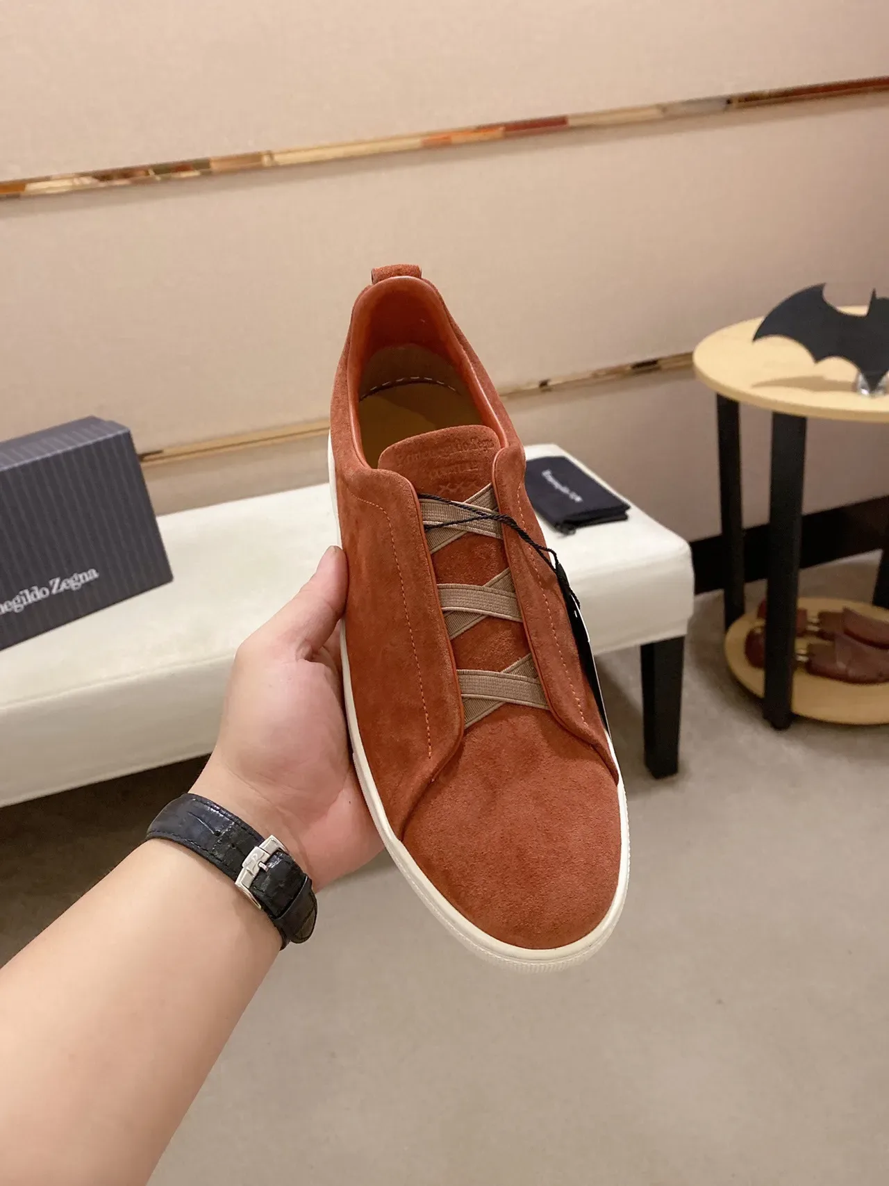 Terracotta Suede Slip-On Sneaker 9
