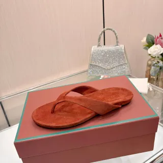 Terracota camurça Y-Strap sapatos rasos