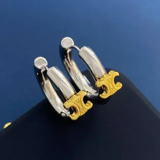 أقراط حلقية ثنائية اللون مع لوجو مميز